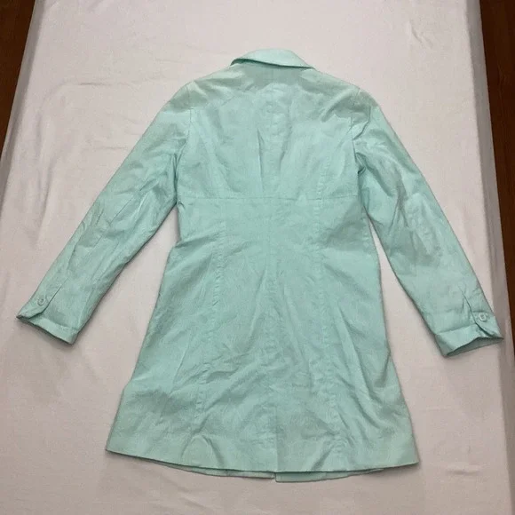 Apostrophe Stretch Light Aqua Textured Button Front Coat Womens Size 2 - Picture 10 of 10